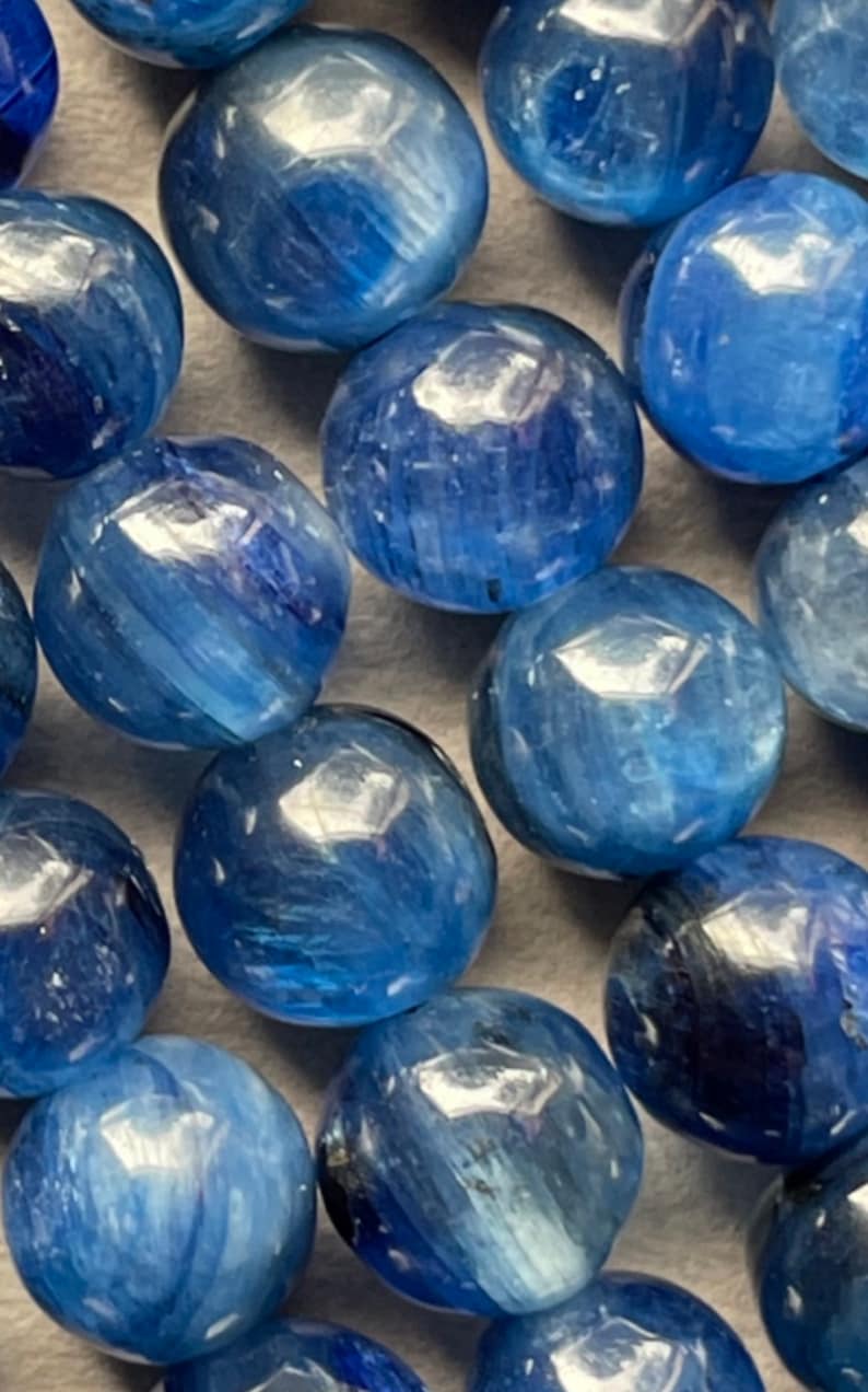Natural Blue Kyanite Round Beads – 4mm 5mm 6mm 8mm 10mm Gemstone Beads For Jewelry Making