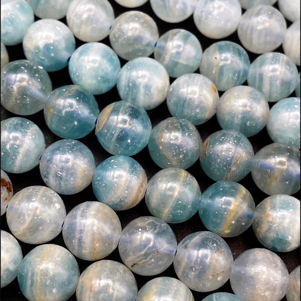 A+ Natural blue calcite gemstone bead. 7mm 8mm 9mm 10mm round bead. Beautiful natural light blue color calcite gemstone bead. High quality