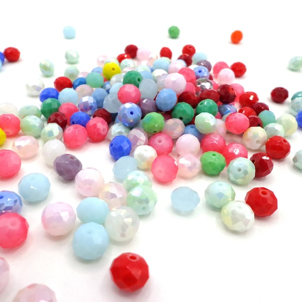 Bulk! 200 Multi-Color 10mm Rondelle Briollete Chinese Crystal Spacer Beads Wholesale - Gemstones Great for JEWELRY making!