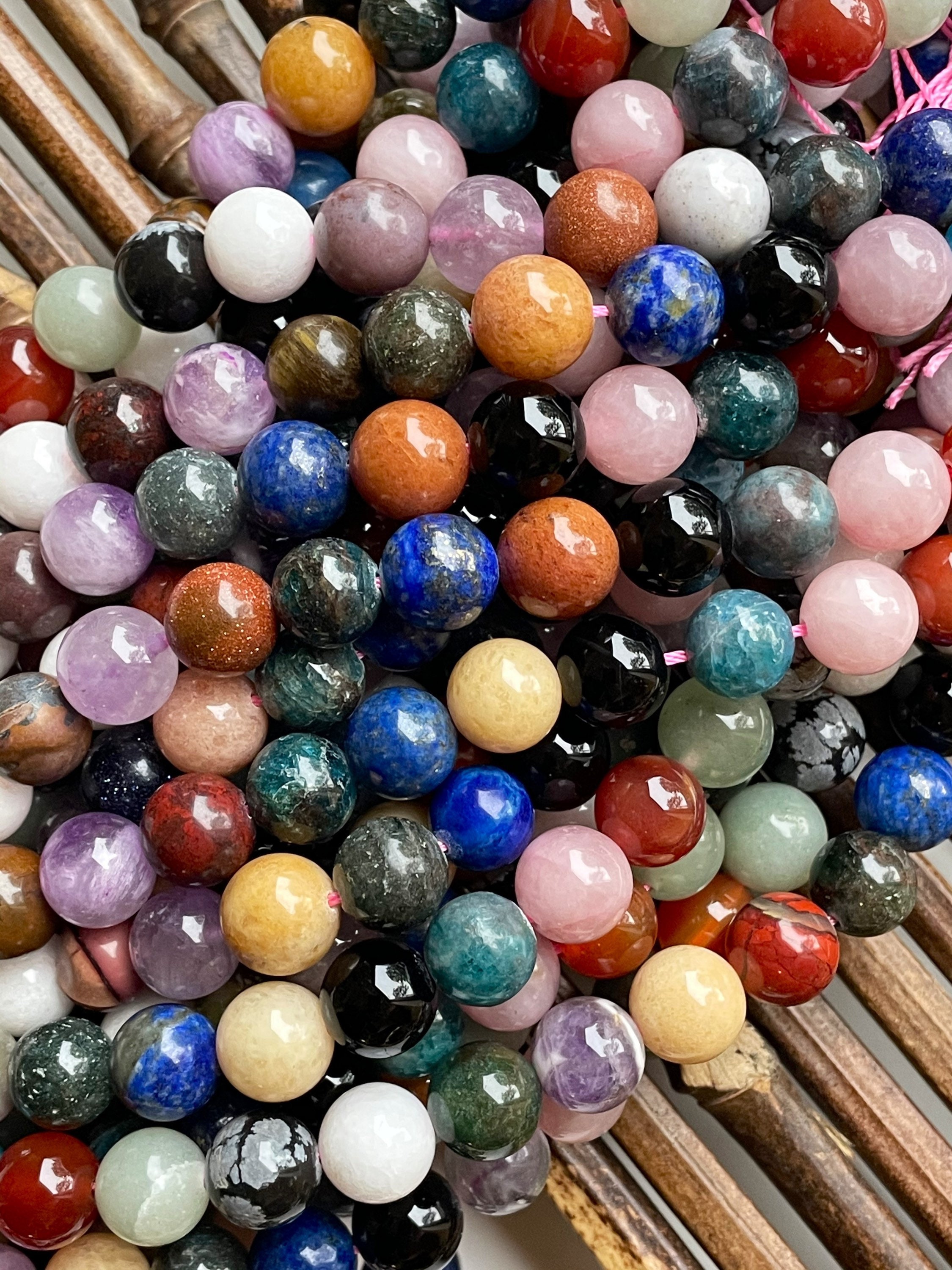 Natural mixed Stone bead. 6mm 8mm 10mm 12mm round bead. Etsy