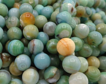 NATURAL Gemstone Dragon Skin Agate, Smooth Round, Turquoise Color 6mm8mm, 10mm, 12mmFull Strand 16'', Great for Jewelry Making!