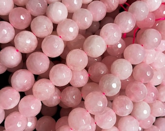 Natural Rose Quartz Faceted 4mm 6mm 8mm 10mm 12mm Round Beads - Beautiful Natural Pink color rose quartz bead. Great quality gemstone.15.5”