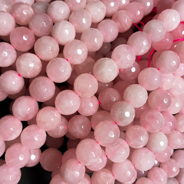 Natural Rose Quartz Faceted 4mm 6mm 8mm 10mm 12mm Round Beads - Beautiful Natural Pink color rose quartz bead. Great quality gemstone.15.5”