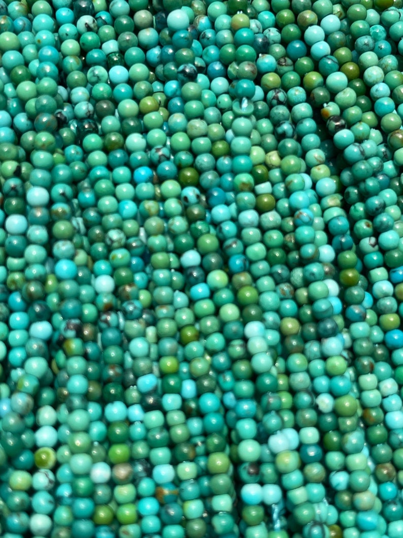 AA natural turquoise stone bead. 4mm round bead . Gorgeous natural blue turquoise gemstone bead. Real nice quality zdjęcie 3