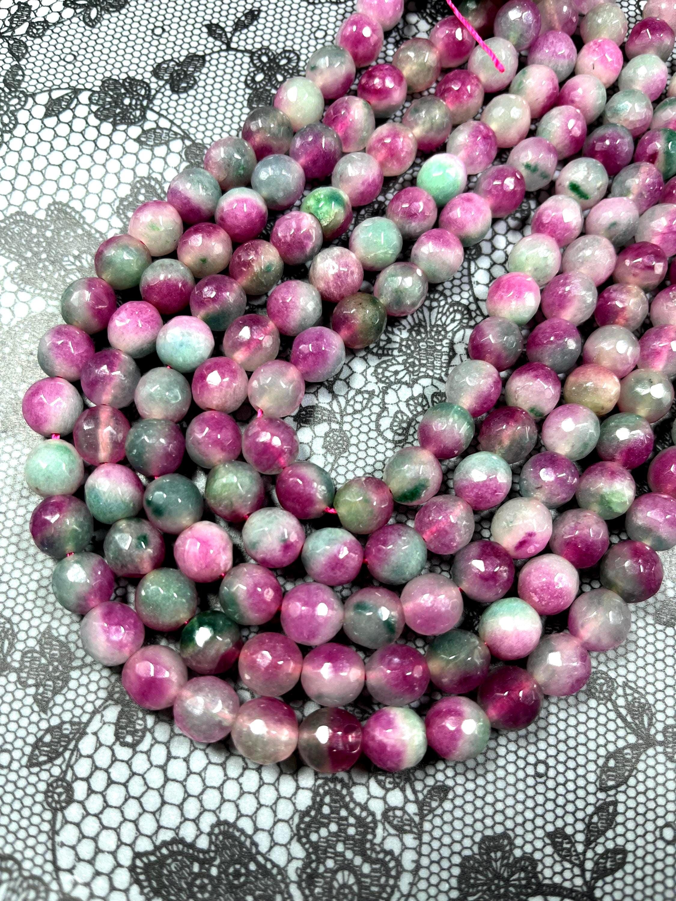 Perline Rotonde sfaccettate, agata dipinta 4 mm Verde x20 - Perles & Co