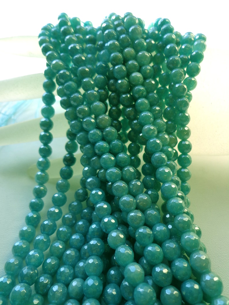 Natural Gemstone Mystic Russian Amazonite 6,8,10,12mm beads AAA Quality! Faceted Round Great for JEWELRY making Full length 15.5 inches