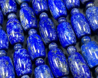 Cuenta de piedra de lapislázuli natural AAA. Forma de barril de 10x16 mm. Preciosa piedra preciosa de lapislázuli de color natural azul real. Cuenta de piedra suelta. perlas de 8 mm