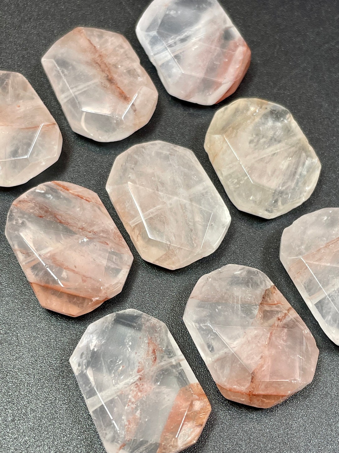 Natural Red Cherry Quartz Gemstone Bead. 18x22mm Rectangle Shape. Red, Petal Pink Color Beads