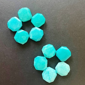 AAA Natural amzonite stone bead. Faceted 17x17mm square shape. Gorgeous blue color. High quality gemstone bead!