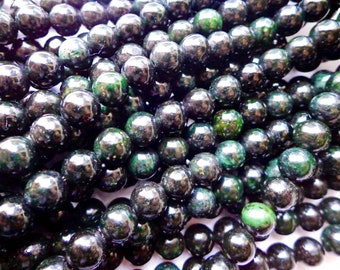 AAA Natural Black green jade Gemstone Beads, 6mm 8mm,10mm Smooth Round Shape Beads, Beautiful Black Green Beads, Great Quality 15.5”