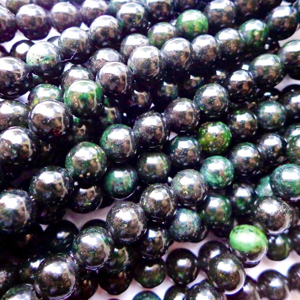 AAA Natural Black green jade Gemstone Beads, 6mm 8mm,10mm Smooth Round Shape Beads, Beautiful Black Green Beads, Great Quality 15.5”