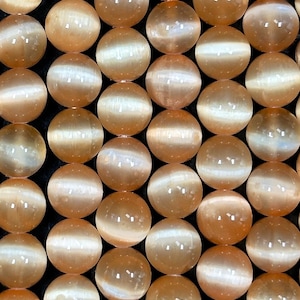 AAA Natural Selenite Gemstone Bead, 8mm 10mm Round Bead, Gorgeous Orange Color Loose Selenite Gemstone Beads, Full Strand 15.5"