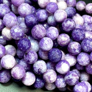 AAA Natural lepidolite gemstone bead . Faceted 6mm 8mm 10mm round bead. Gorgeous natural pink gray light purple color .High quality!