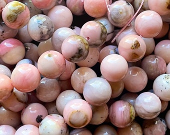 AAA Natural pink opal stone bead . 6mm 8mm 10mm 12mm smooth round bead . Beautiful natural rose pink color opal gemstone bead .15.5” strand