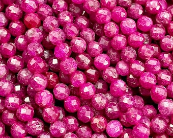 Perle de rubis rouge 100 % naturelle AAA. Perle ronde de 2 mm, 4 mm. Belle perle de rubis rouge naturel. Très belle qualité. Fil complet 15,5 po.