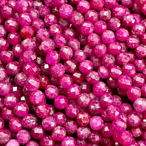 AAA 100% Natural red ruby stone bead. 2mm 4mm round bead. Beautiful natural red ruby gemstone bead. Real nice quality. Full strand15.5”