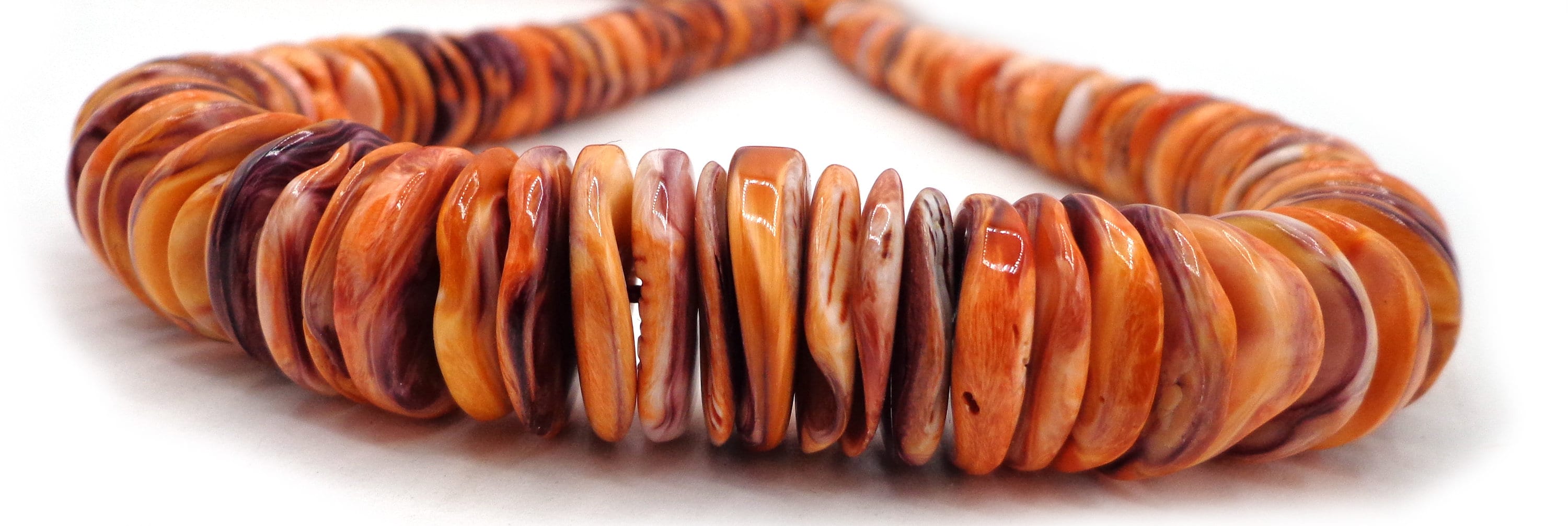 15.5" Strand Natural Orange Spiny Oyster Shell Tube Beads - 4x13mm - Undyed, DIY Jewelry-318375