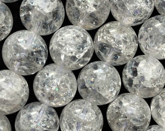 Perle de pierre de quartz en cristal naturel. Perle ronde de 6 mm 8 mm 10 mm 12 mm. Superbe perle en cristal de quartz naturel blanc neige. Pierres précieuses de grande qualité15,5