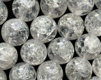 Conta de cristal de quartzo natural. Conta redonda de 6 mm, 8 mm, 10 mm e 12 mm. Linda conta de cristal de quartzo branco neve natural. Gema de ótima qualidade. 15,5