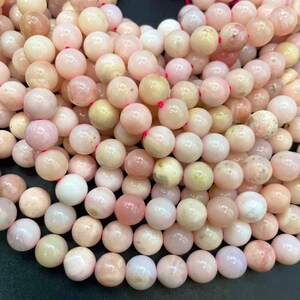 Natural pink opal stone bead. 8mm 10mm round bead. Beautiful natural rose pink color opal gemstone bead. Nice quality bead!