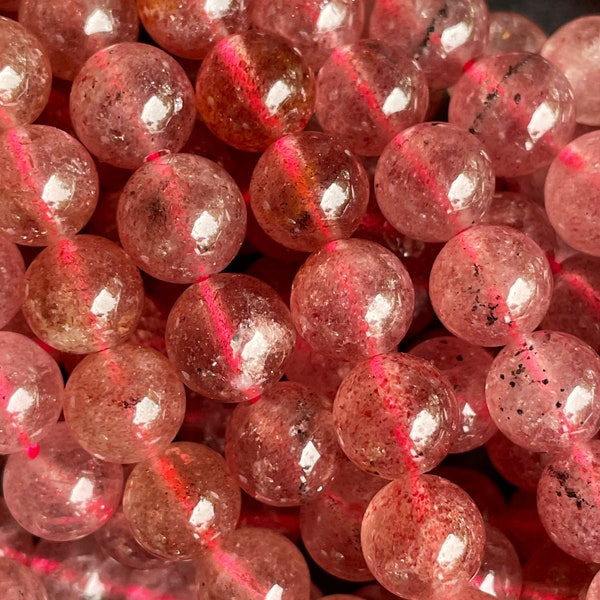 AAA Natural strawberry quartz stone bead. 6mm 8mm 10mm 12mm round bead. Gorgeous natural red strawberry color quartz crystal gemstone.15.5”