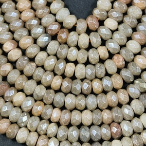 "Mystische natürliche Sonnenstein Edelstein Perle facettiert 8x5mm Rondelle Form, schöne natürliche Pfirsich tan braune Farbe Sonnenstein Perlen voller Strang 15,5"