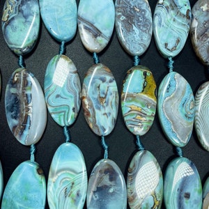 Natural dragon skin agate gemstone bead. Gorgeous unique blue brown color. Gemstone bead. Loose stone bead. Full strand 15.5”