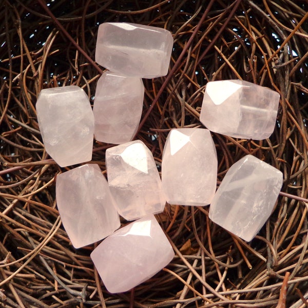 Natural Gemstone Rose Quartz bead, Rectangle Faceted, 15x11mm, Gorgeous natural pink color, Great Gemstone quality!!