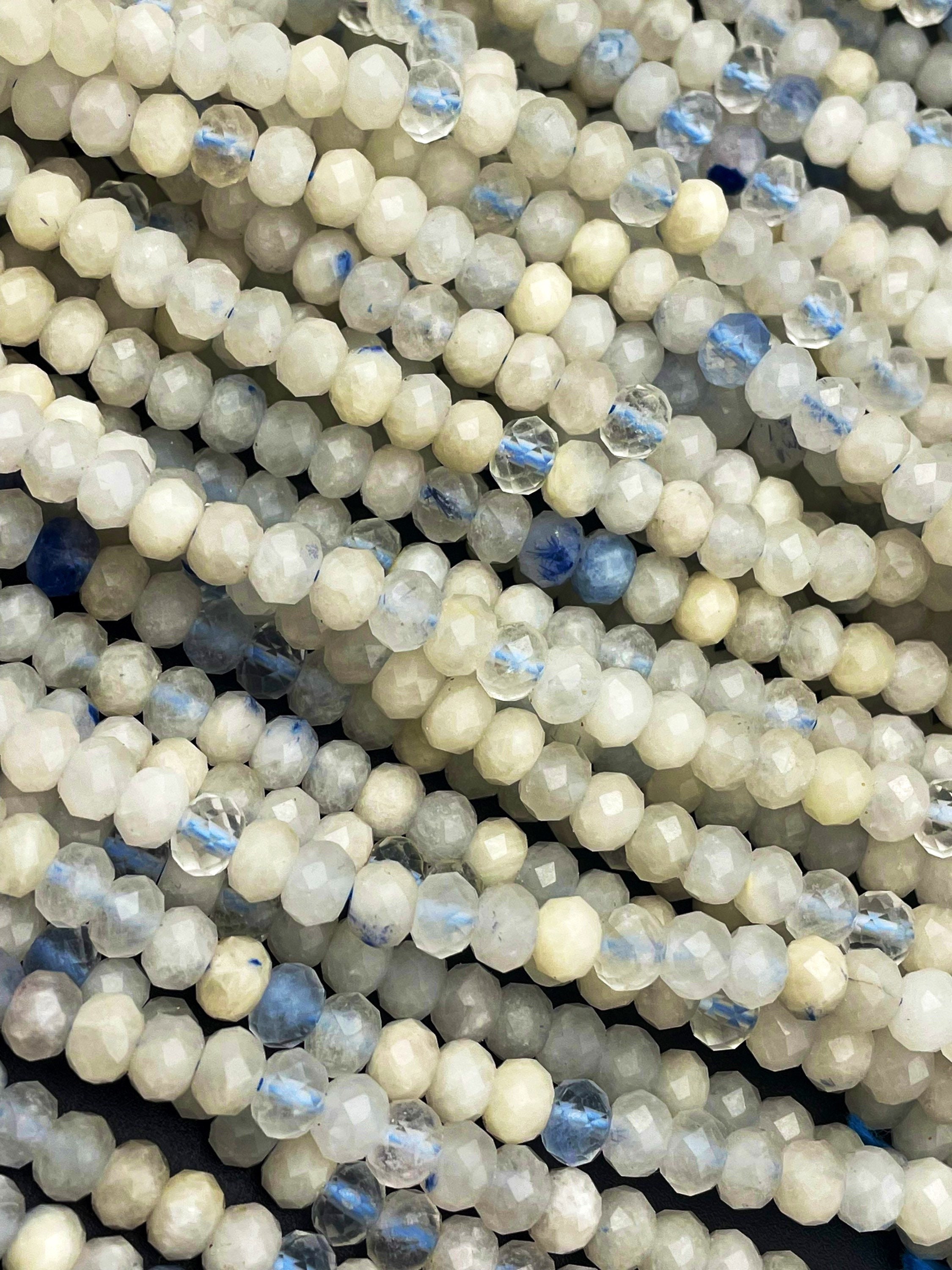 AAA Natural Blue Rutilated Quartz. Faceted 4x6mm Rondelle Shape ...