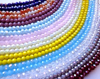 Bulk! 1350 beads Multi-Color Crystal 4mm Rondelle Chinese Crystal Beads Spacer Beads Glass Beads, Wholesale price. Great for JEWELRY making