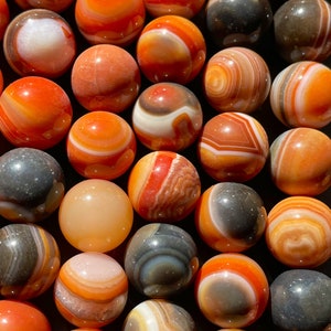 AAA Natural orange Botswana agate bead . 8mm 10mm smooth round shape bead . Beautiful orange color Botswana gemstone . Full strand 15.5”