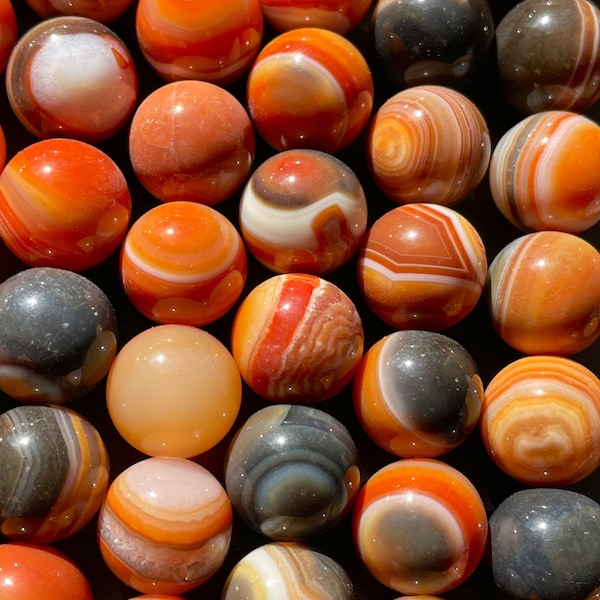 AAA Natural orange Botswana agate bead . 8mm 10mm smooth round shape bead . Beautiful orange color Botswana gemstone . Full strand 15.5”