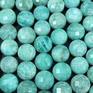 AAA amzonite gemstone bead. 8mm10mm coin shape bead. Gorgeous natural green blue color amzonite bead. High quality gemstone bead.