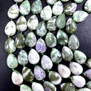 Natural  green Auspicious  Jade Teardrop Shape 13x17mm gemstone bead. Beautiful natural light green colo color jade bead . FULL STRAND 15.5