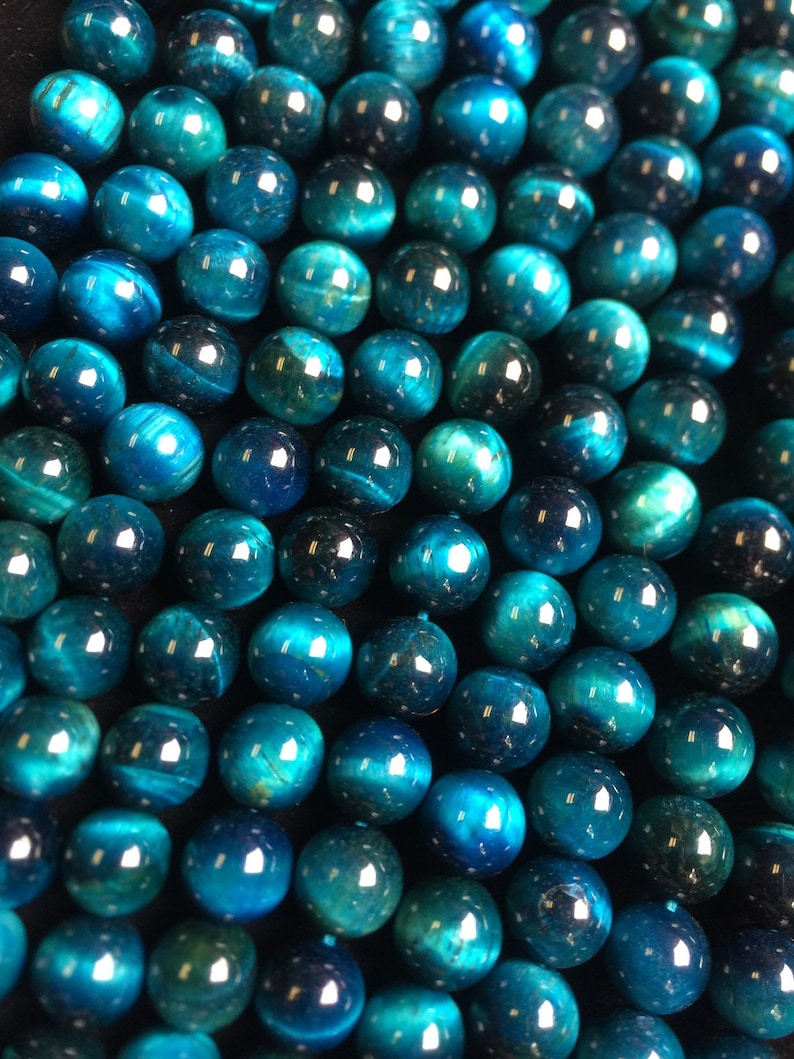 AAA tiger eye bead . Turquoise blue color gemstone beads . Gorgeous tiger eye stone bead . 4mm 6mm 8mm 10mm 12mm. Round bead . 15.5 strand image 4