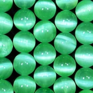 AAA Natural Selenite Gemstone Bead, 8mm 10mm Round Bead, Gorgeous Green Color Loose Selenite Gemstone Beads, Full Strand 15.5"