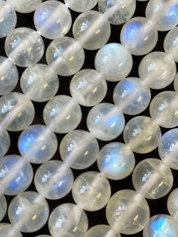 Natural Rainbow Moonstone 6mm 8mm 10mm 12mm Round Beads Blue