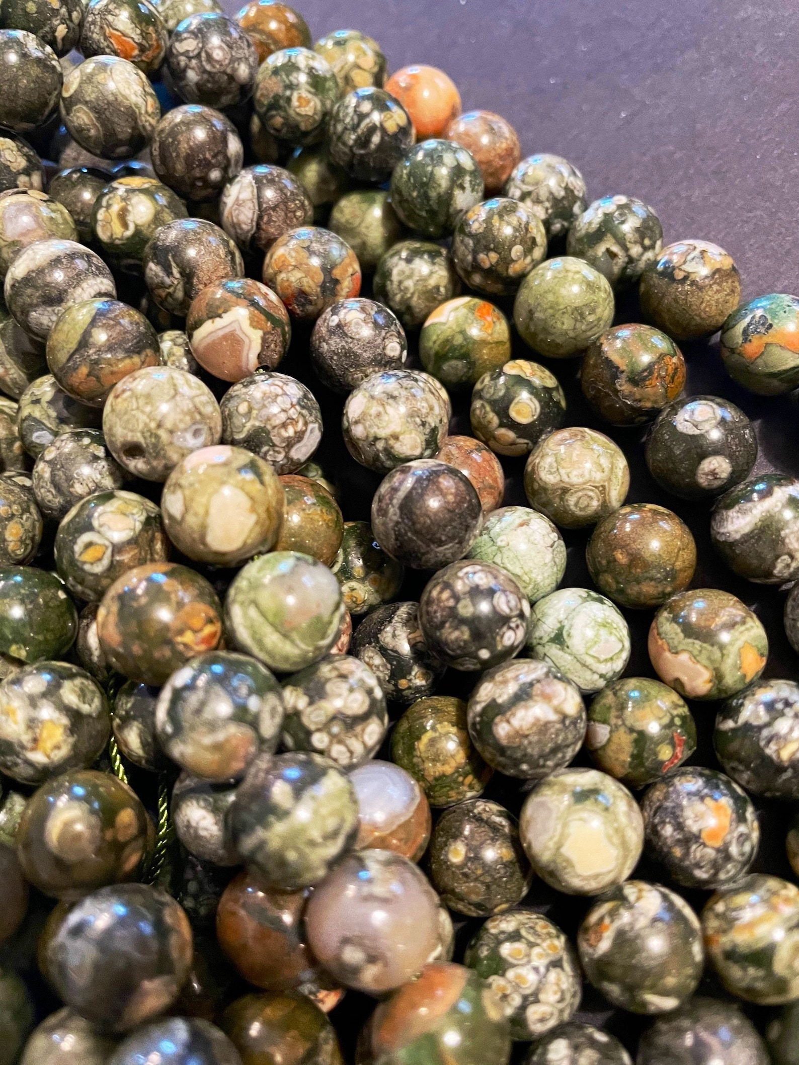 Natural Rhyolite. 6mm 8mm 10mm 12mm Round Bead. Gorgeous Green Brown ...