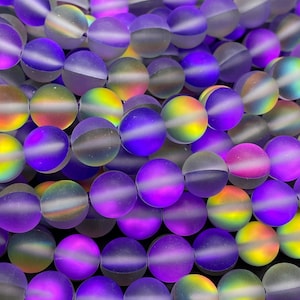 Beautiful rainbow mermaid bead. 6mm 8mm 10mm 12mm round bead. Beautiful unique Matte purple rainbow color mermaid bead. High quality bead!