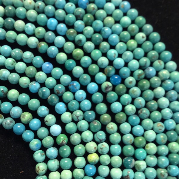 AAA Natural Turquoise Beads, Natural Gemstone Beads. Round Smooth Beads, Full strand 15” great for jewelry making