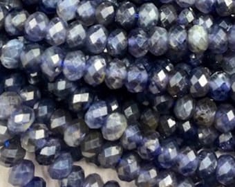 Iolite Rondelle BeadsNatural Iolite Faceted Rondelle BeadsWater Sapphire BeadsWater Sapphire Gemstone Beads6-7 MM8 InchSI-2620