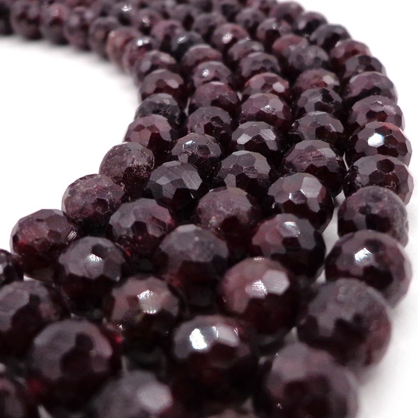 NATURAL Garnet stone bead Faceted 4mm7mm, 8mm 10mm 12mm Round Bead. Gorgeous natural dark red color garnet bead. Great quality gemstone15.5”