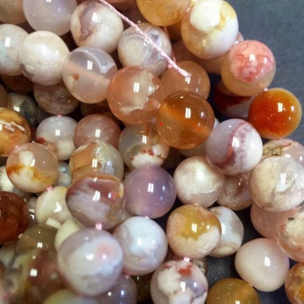 Beautiful natural blossom flowers agate stone bead. 6mm 8mm 10mm 12mm round bead. Gorgeous natural blossom flowers design gemstone bead 15.5