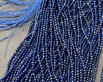 Beautiful Crystal Glass Beads. 2mm faceted Round bead. Real nice quality beautiful royal blue color crystal bead. Full strand.