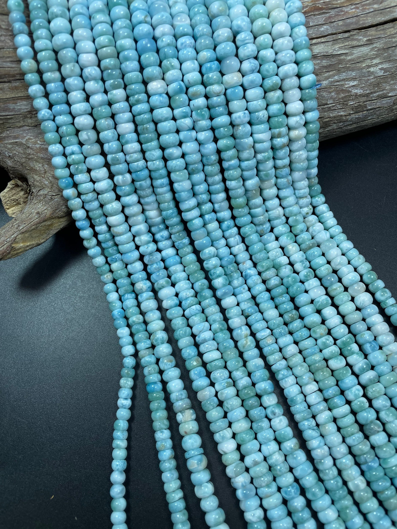 AA +100% Natural Larimar Gemstone Bead. 8mm Rondelle Shape. Beautiful ...