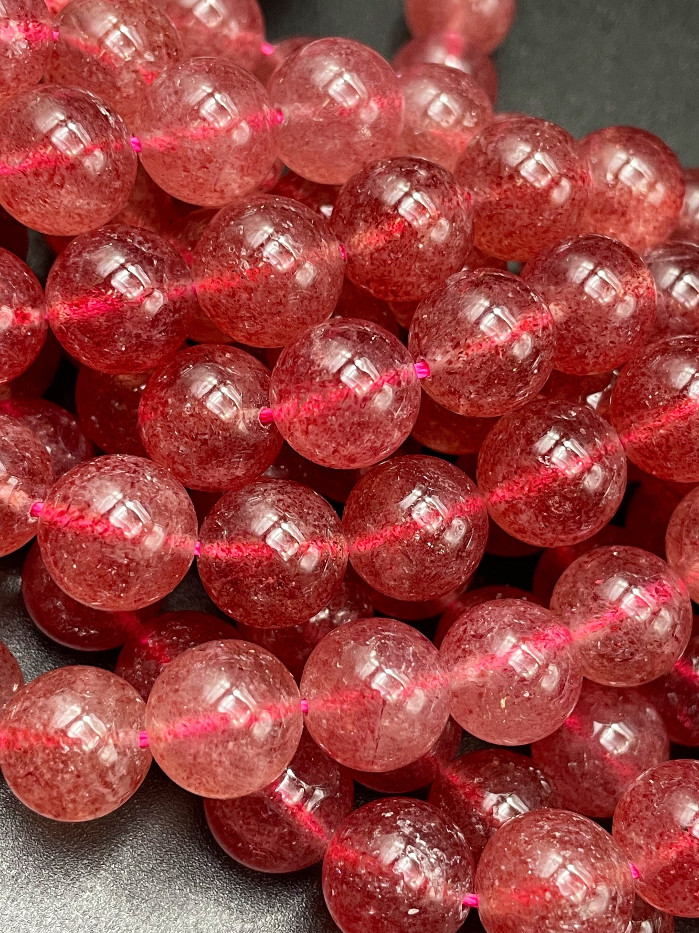 Natural Aaaaa 8mm Strawberry Crystal Quartz Beads Etsy