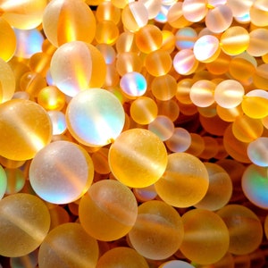 Mermaid Glass Beads, 8mm,10mm,12mm beads, Round Beads, Beautiful Rainbow Matte yellow Beads, Great Quality Beads, Full Strand 15.5 inches
