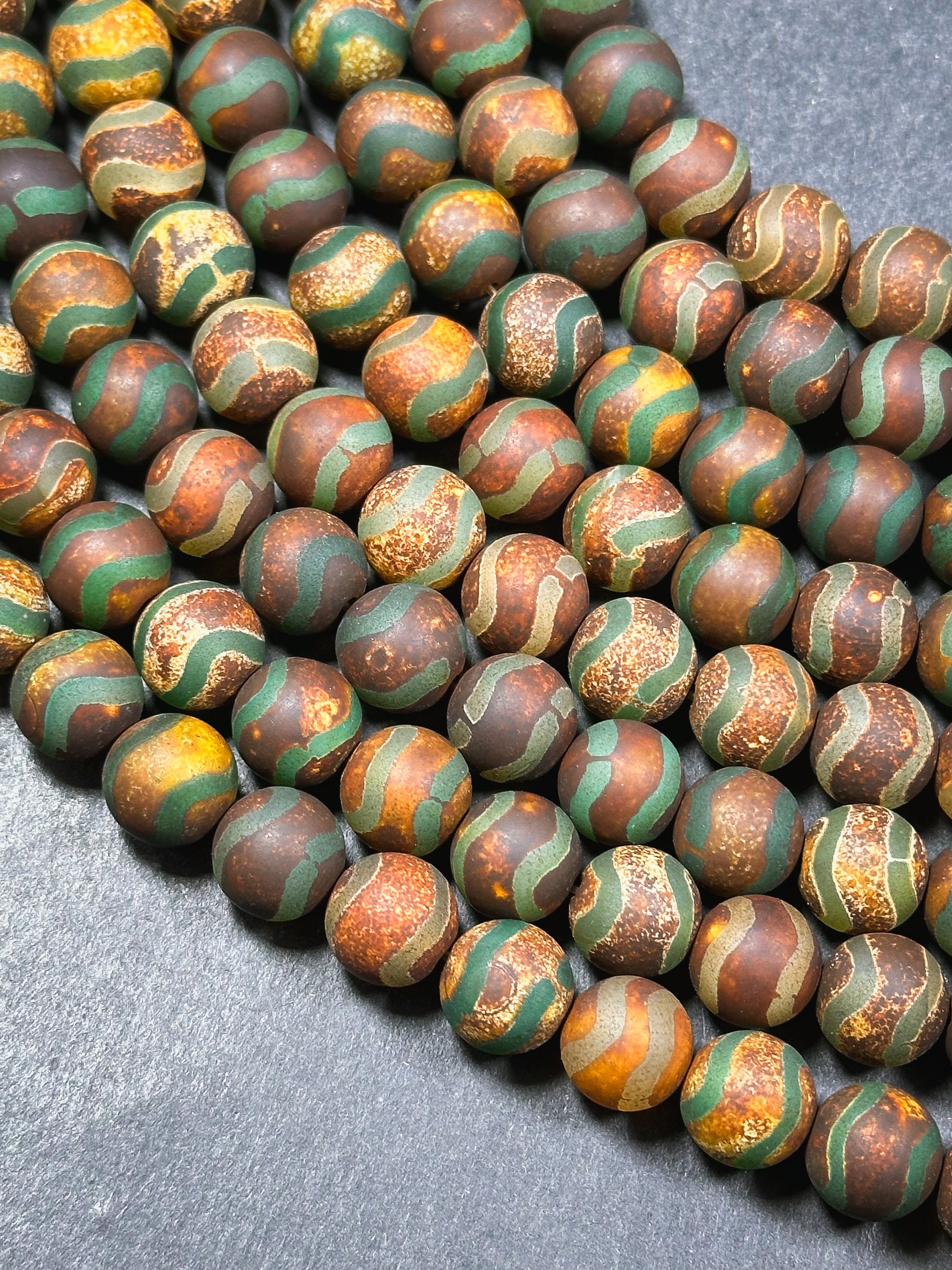 Natural Tibetan Agate Gemstone Bead 6mm 10mm 12mm Round Bead, Beautiful ...