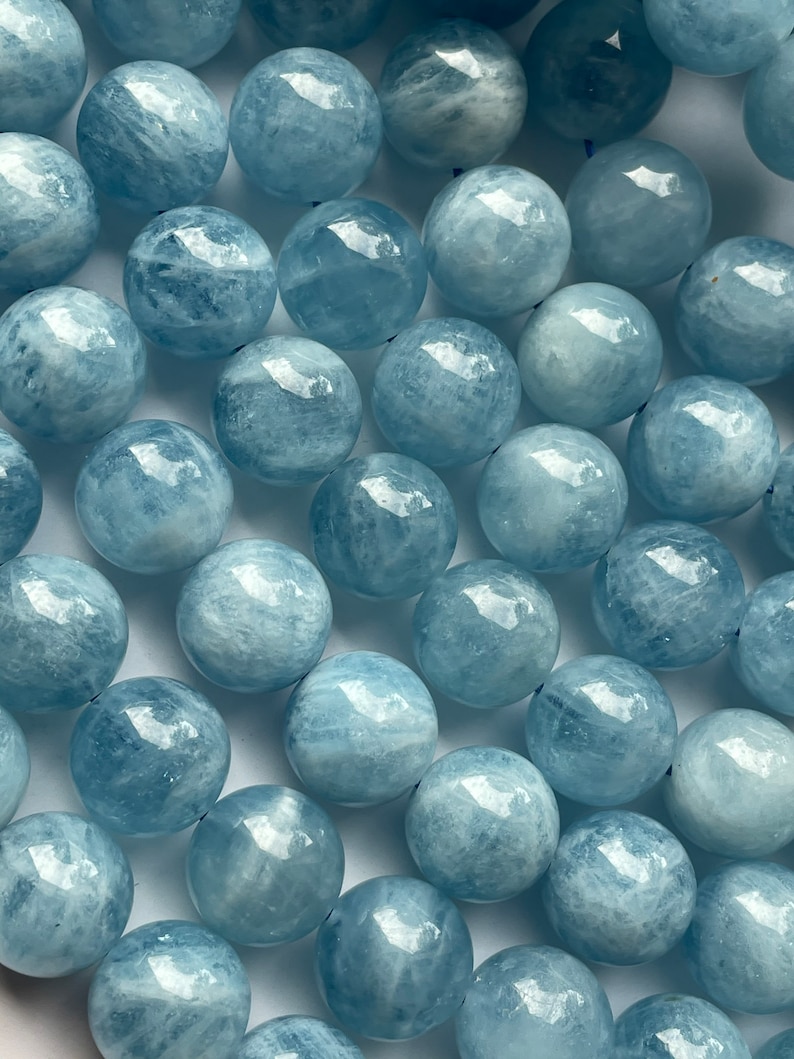 AAA Natural Aquamarine Stone Beads 4mm 6mm 8mm 9mm 10mm 12mm Gorgeous, Clear Blue Aquamarine Gemstone High Quality Gemstone Strand image 3