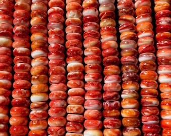 Natural spiny oyster shell bead. 5x8mm Rondelle shape. Gorgeous natural orange color . High quality spiny oyster shell bead!